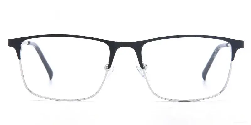 Massillon Rectangle Stainless Steel Metal Optical Frame Wholesale, 54mm - Black