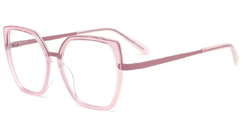 Minden Women's Metal Optical Frame - Ready Stock & Customization - Pink