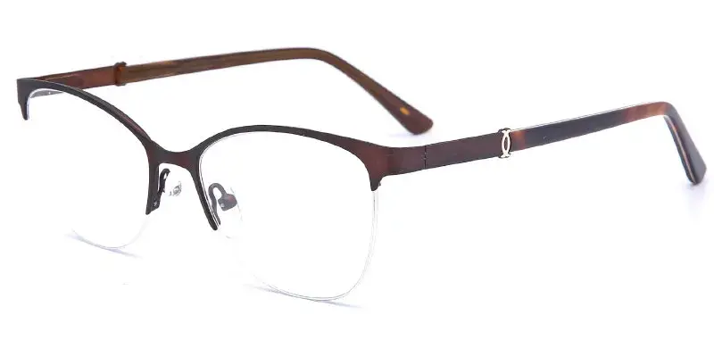 Mississippi Factory Direct Supply Womens Semi Rim Metal Eyeglasses Frame, 52mm - Brown