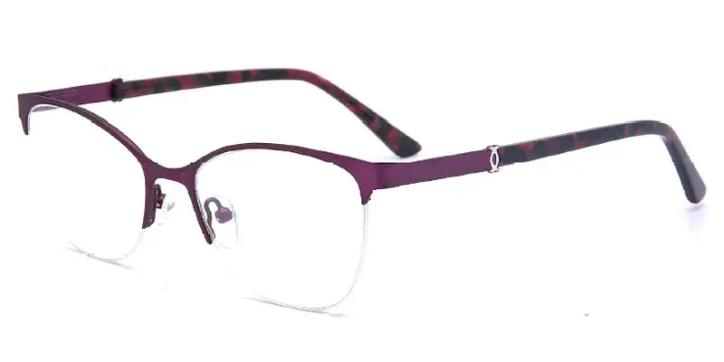 Mississippi Factory Direct Supply Womens Semi Rim Metal Eyeglasses Frame, 52mm - Purple