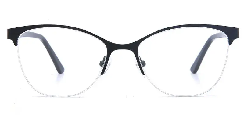 Mississippi Factory Direct Supply Womens Semi Rim Metal Eyeglasses Frame, 52mm - Black