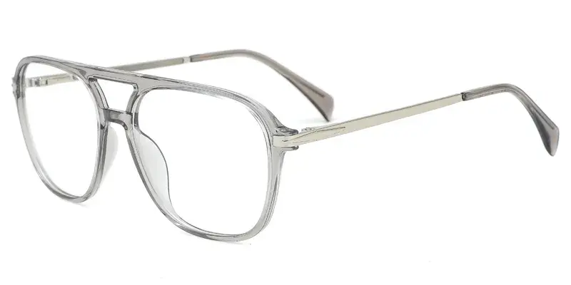 Mugwort Males Aviator TR90 Metal Hybrid Eyewear, Classic Double Bridge Design - Grey