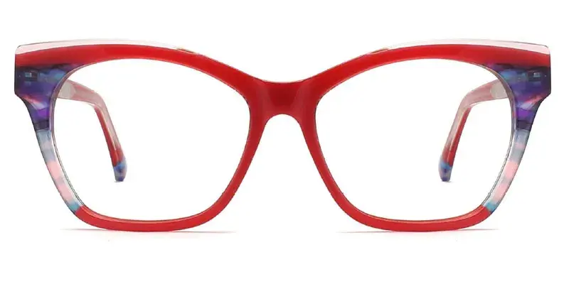 Square Laminated Optical Frame for Women - Red