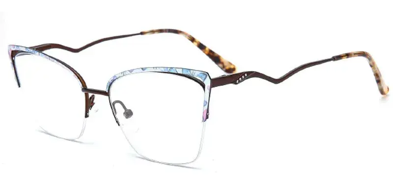 Neenah Women's 55mm Cat Eye Stainless Steel Optical Frame | Eyewear Factory Wholesale - Brown
