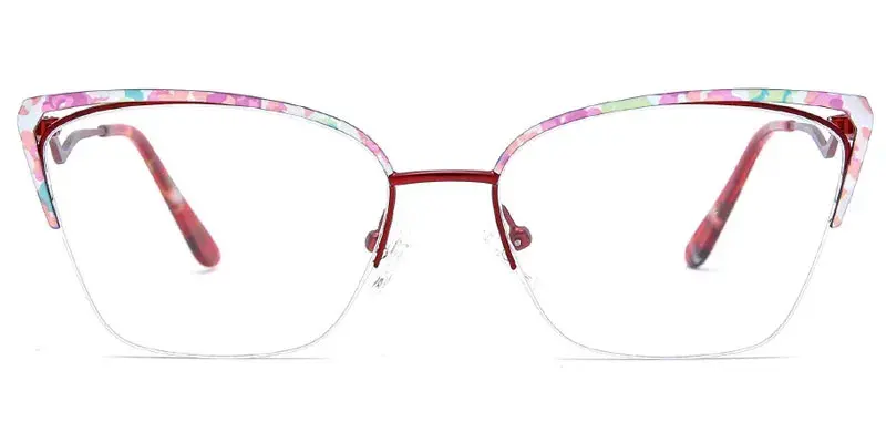 Neenah Women's 55mm Cat Eye Stainless Steel Optical Frame | Eyewear Factory Wholesale - Red