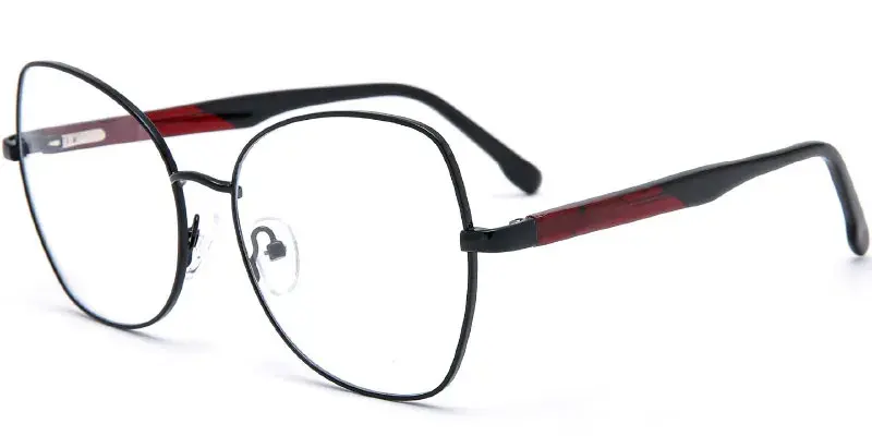 Paltz Full Rim Butterfly Metal Optical Frame Bulk Wholesale - Black/Red