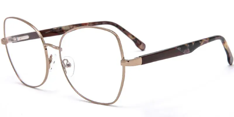 Paltz Full Rim Butterfly Metal Optical Frame Bulk Wholesale - Gold/Brown