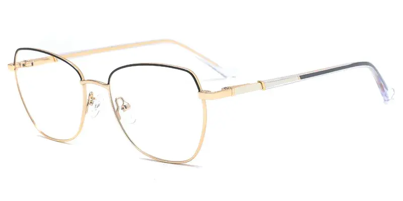 Pansy Dames Geometric Metal Optical Frame, Transparent Long Temple Tips - Yellow