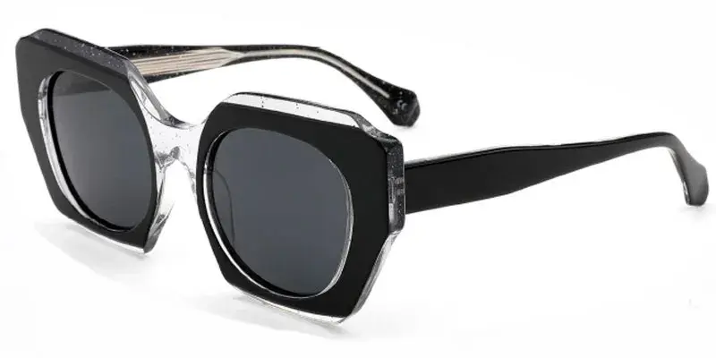 Peekskill Women's Bold Futuristic Acetate Sunglasses | Factory Direct Wholesale - Black/Crystal