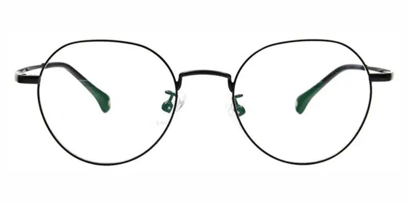 Penguin Titanium Aolly Oval Teenager Eyeglasses, Round End Acetate Temple Tips, Anti Slip, Skin Friendly - Black