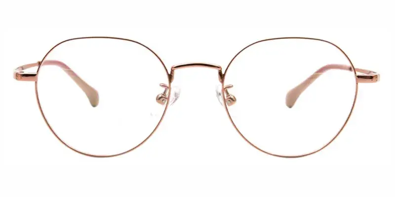 Penguin Titanium Aolly Oval Teenager Eyeglasses, Round End Acetate Temple Tips, Anti Slip, Skin Friendly - Gold