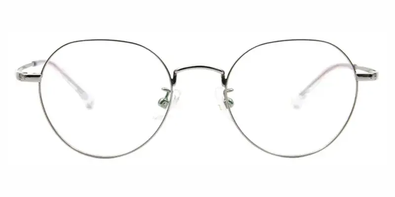 Penguin Titanium Aolly Oval Teenager Eyeglasses, Round End Acetate Temple Tips, Anti Slip, Skin Friendly - Silver
