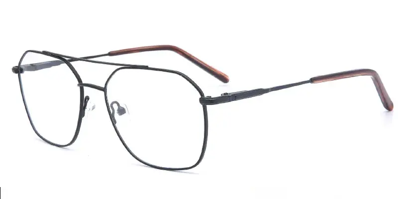 Perry | Bulk Order Men's Geometric Metal Eyewear Frame - Black