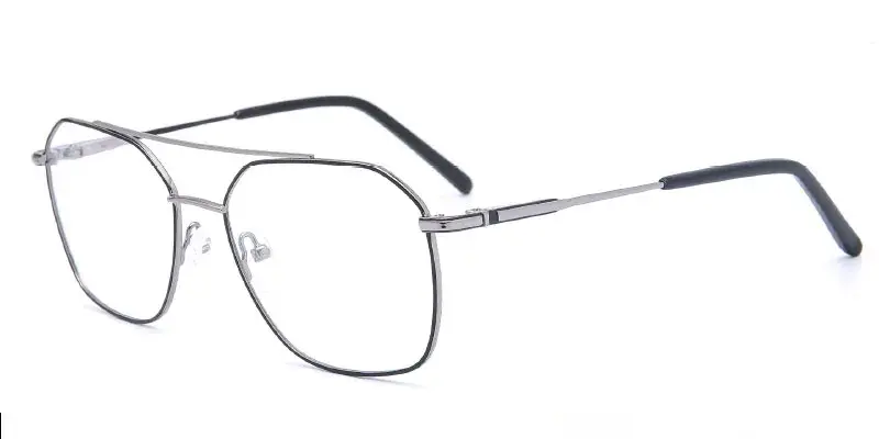 Perry | Bulk Order Men's Geometric Metal Eyewear Frame - Silver