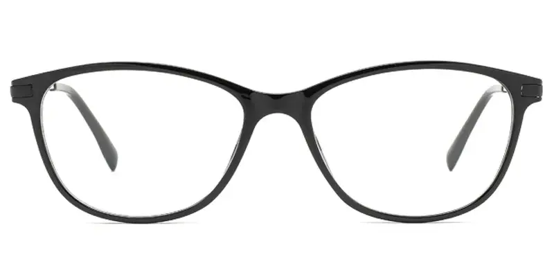 Phalaenopsis Women Oval TR90 Metal Hybrid Eyewear,3D Pattern, Advanced sophistication - Black