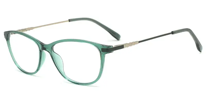 Phalaenopsis Women Oval TR90 Metal Hybrid Eyewear,3D Pattern, Advanced sophistication - Light Green