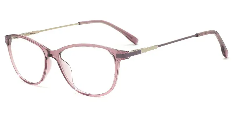 Phalaenopsis Women Oval TR90 Metal Hybrid Eyewear,3D Pattern, Advanced sophistication - Purple