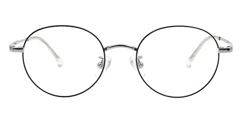 Polar Bear Titanium alloy Round Teenager Eyewear,Ion Plating Finish,Optical-grade polish - Silver Black