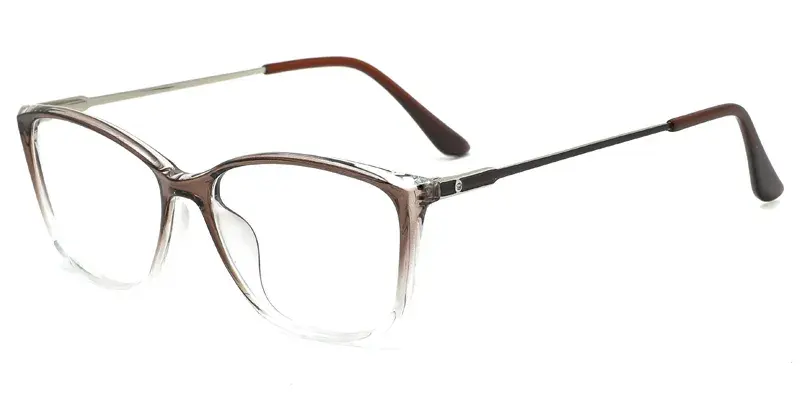  Poppy Women Oval TR90 Metal Hybrid Eyewear, Natural Color Gradient - Brown