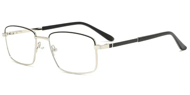 Portage Rectangle Men's Classic Metal Optical Frame - Black/Silver