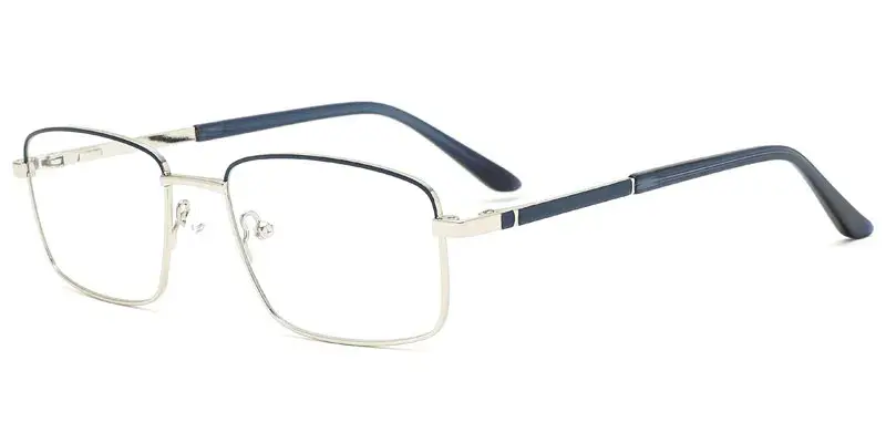 Portage Rectangle Men's Classic Metal Optical Frame - Blue/Silver
