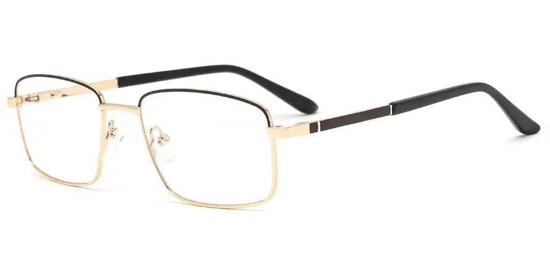 Portage Rectangle Men's Classic Metal Optical Frame - Brown/Gold