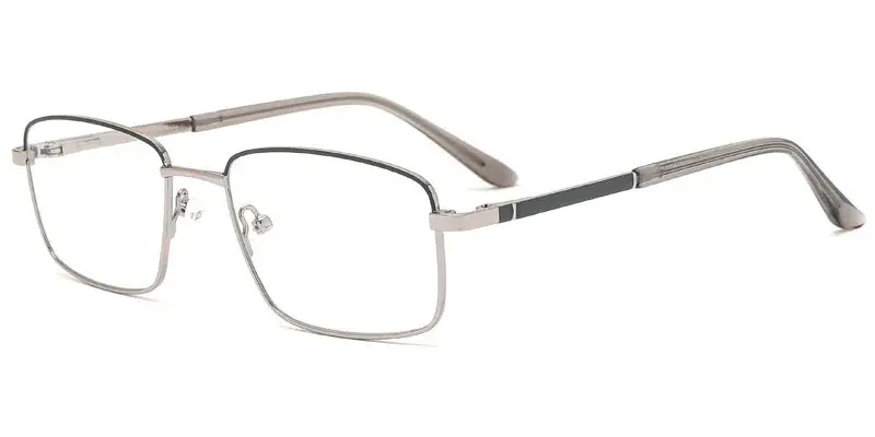 Portage Rectangle Men's Classic Metal Optical Frame - Grey