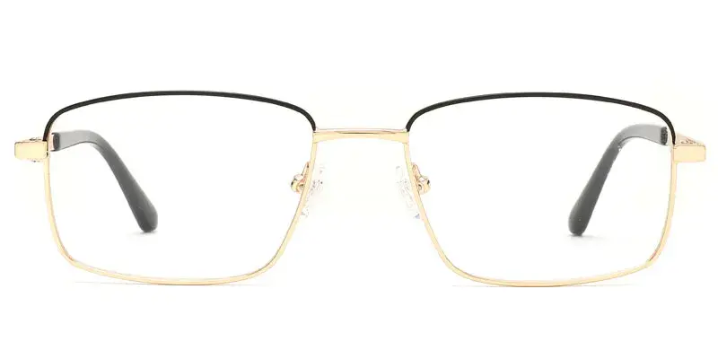 Portage Rectangle Men's Classic Metal Optical Frame - Black/Gold
