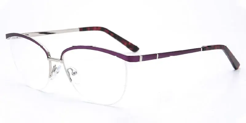 Providence - 55mm Women's Metal Eyeglasses Frame - Purple/Silver