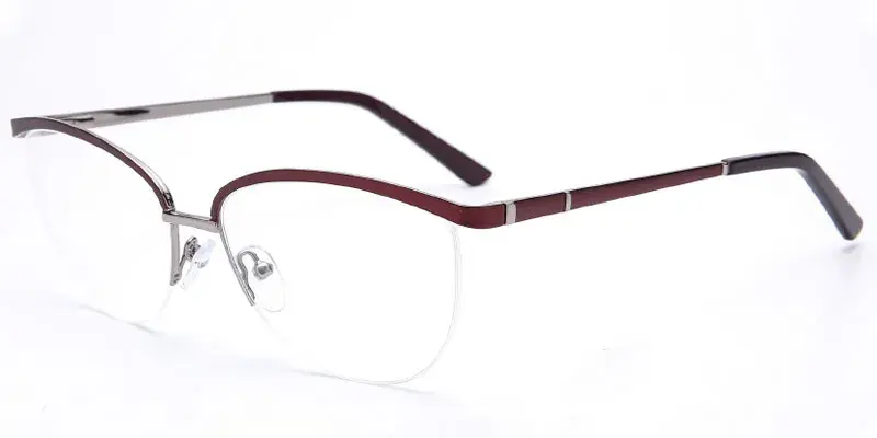 Providence - 55mm Women's Metal Eyeglasses Frame - Red/Silver