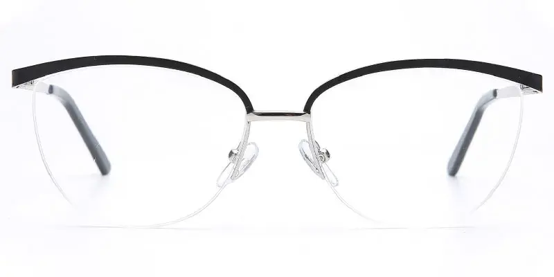 Providence - 55mm Women's Metal Eyeglasses Frame - Black/Silver