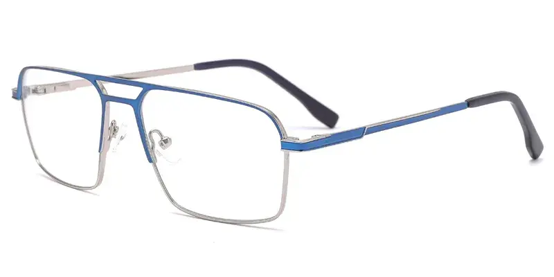 Purslane Men Aviator Metal Optical Frame, Classic Metal Dual Tone - Blue