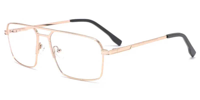 Purslane Men Aviator Metal Optical Frame, Classic Metal Dual Tone - Gold