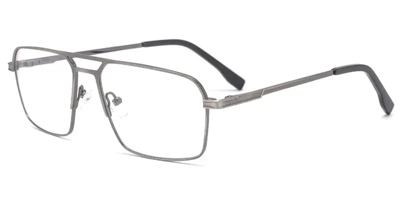 Purslane Men Aviator Metal Optical Frame, Classic Metal Dual Tone - Grey