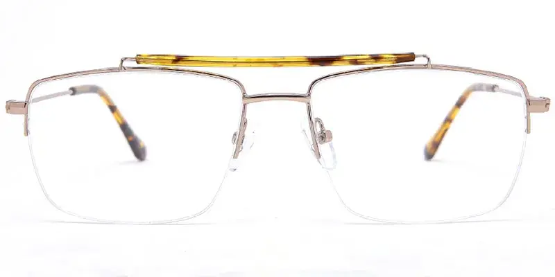 Raton - Men's Acetate Top Bar Metal Optical Frame Wholesale - Gold
