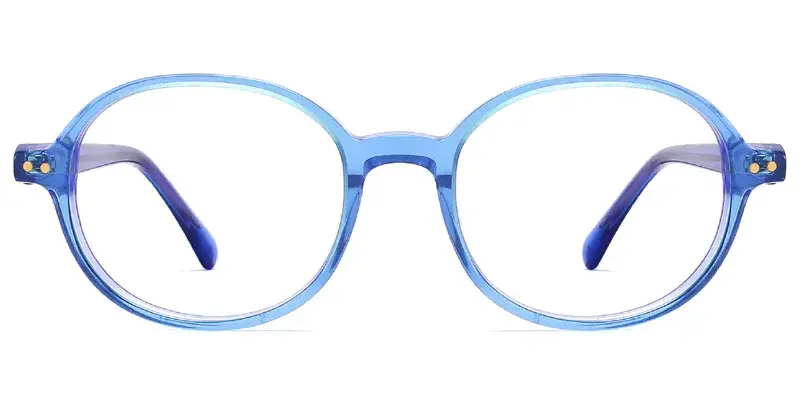 Reno Vintage Round Shape Acetate Eyeglasses Frame for Girl - Blue