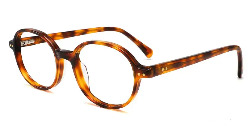Reno Vintage Round Shape Acetate Eyeglasses Frame for Girl - Brown Tortoise