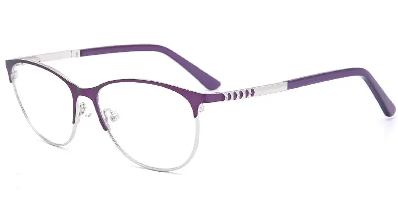 Rochelle Women's Fashion Oval Metal Optical Frame Ready Stock - Purple/Silver