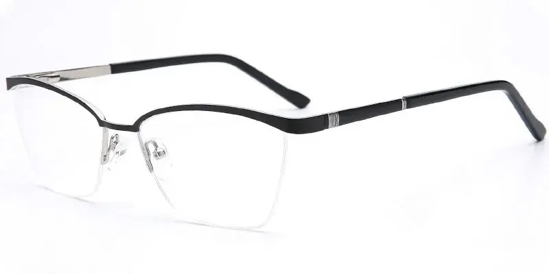 Rolla - Women's Square Optical Frame - Black/Silver