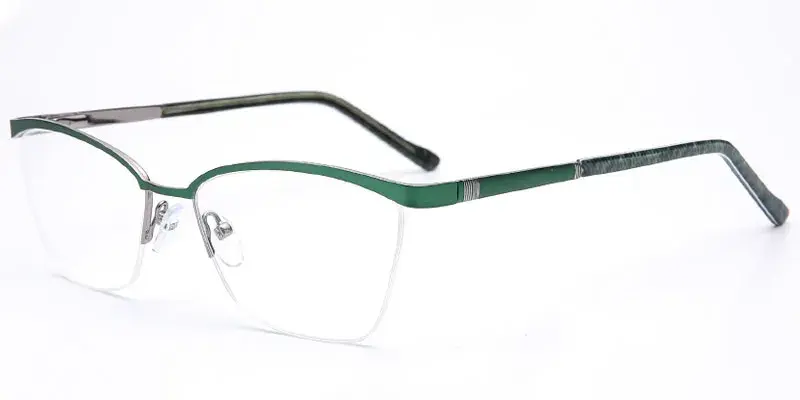 Rolla - Women's Square Optical Frame - Green/Silver