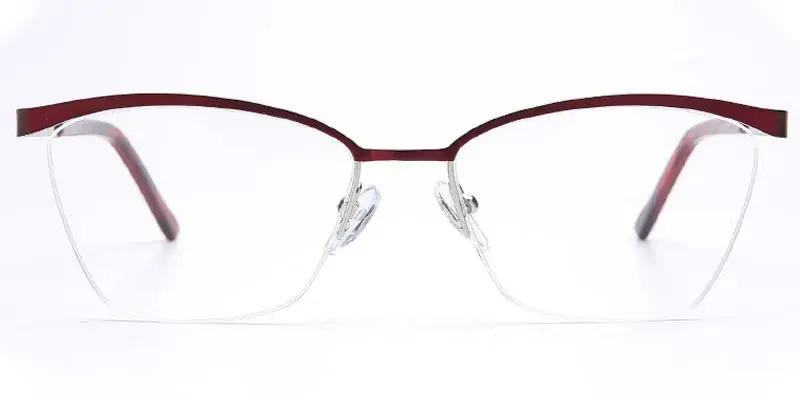 Rolla - Women's Square Optical Frame - Red/Silver