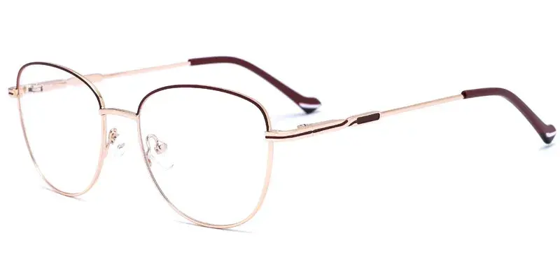 Roselle Round Shape Two Tone Metal Optical Frame for Women - Brown/Gold