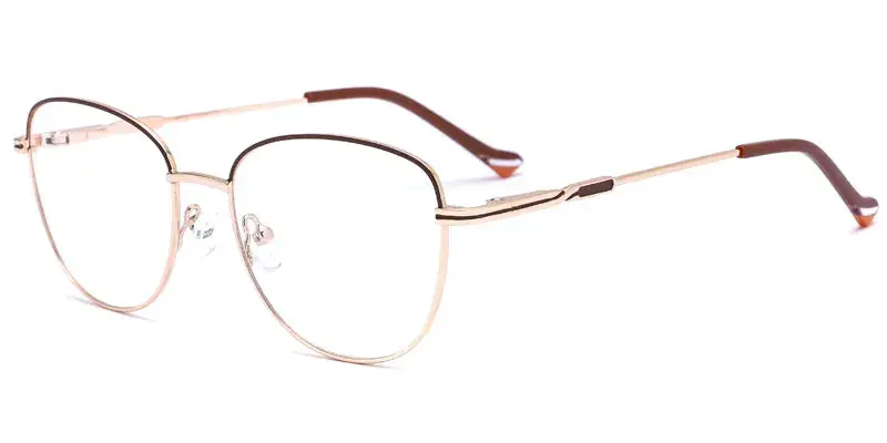 Roselle Round Shape Two Tone Metal Optical Frame for Women - Red/Gold