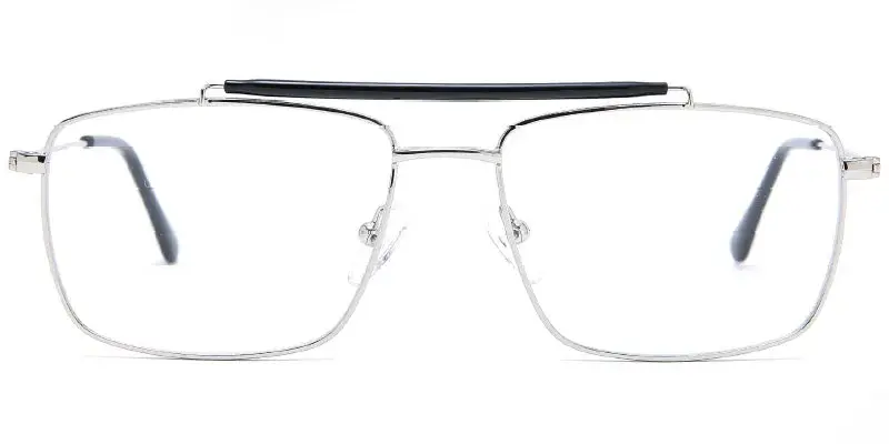Roswell - Men's Full Rim Metal Optical Frame with Top Bar - Silver