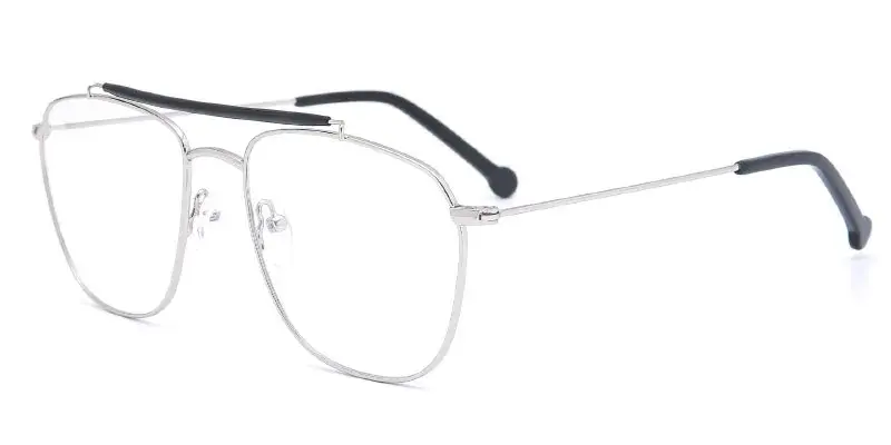 Rotterdam Extended Unisex Pilot Metal Optical Frame Manufacturer, 56mm - Silver