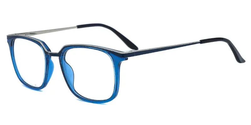 Sage TR90 Metal Hybrid Rectangle Men Eyewear, Metal browline meets TR90,Bold Meets Refined - Blue