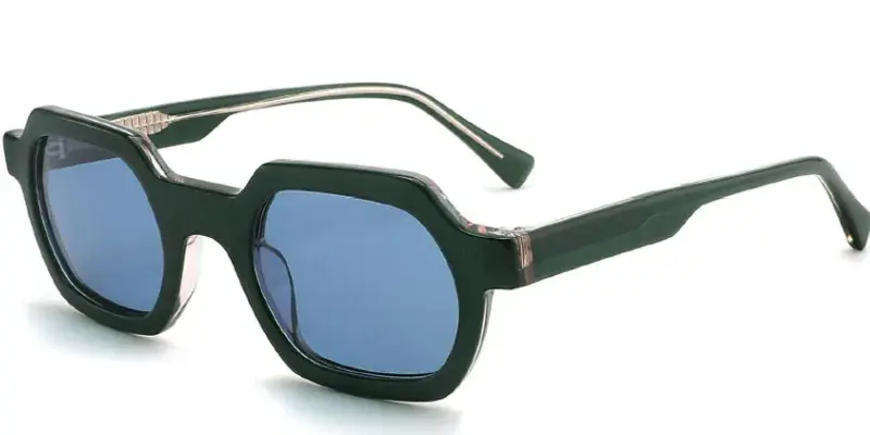 Salem Geometric Acetate Sunglasses, 49mm - Dark Green