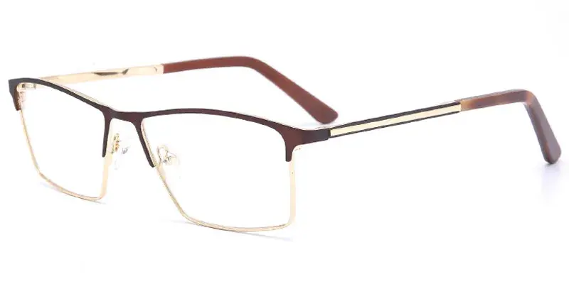 Spearfish 54mm Men's Stainless Steel Optical Frame Factory Direct Stock - Brown/Gold