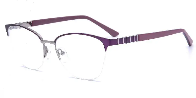 Springfield Semi Rim Metal Eyeglasses Frame Factory Direct Wholesale, 55mm - Purple
