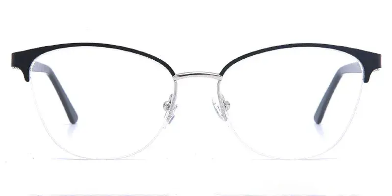 Springfield Semi Rim Metal Eyeglasses Frame Factory Direct Wholesale, 55mm - Black
